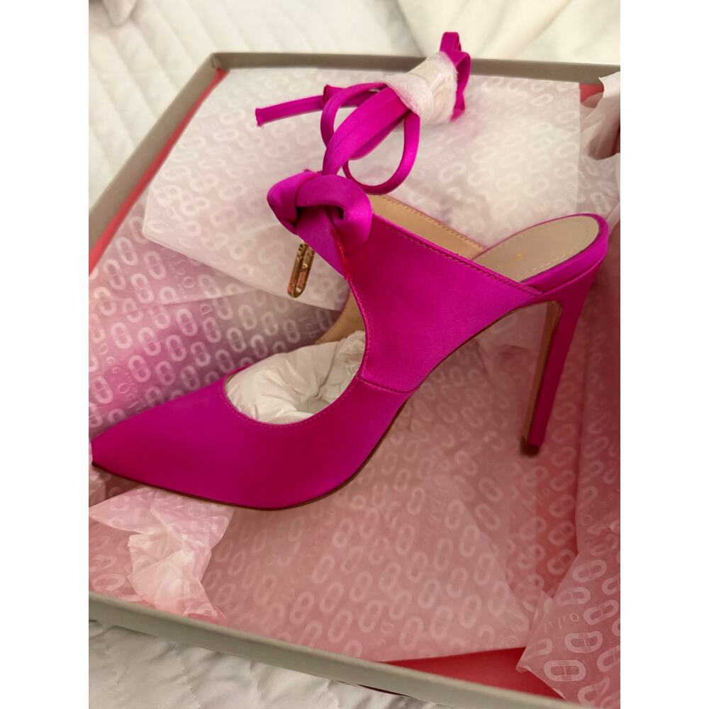 New Dee Ocleppo satin 610 fuxia dominic pink mule heels sz 35 - Picture 9 of 11